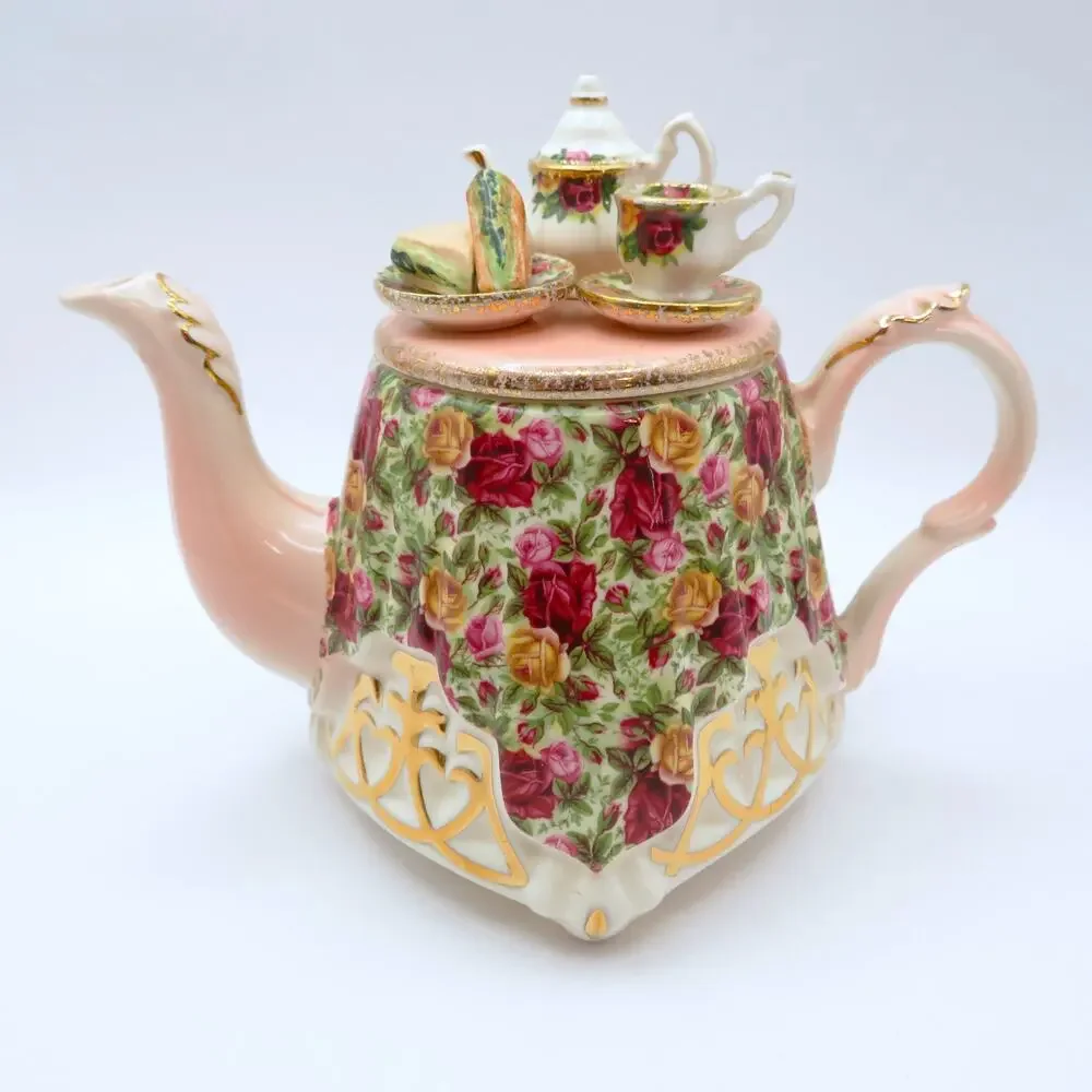 Royal Albert Old Country Roses Chintz Collection Mini Tea Table Teapot 1996